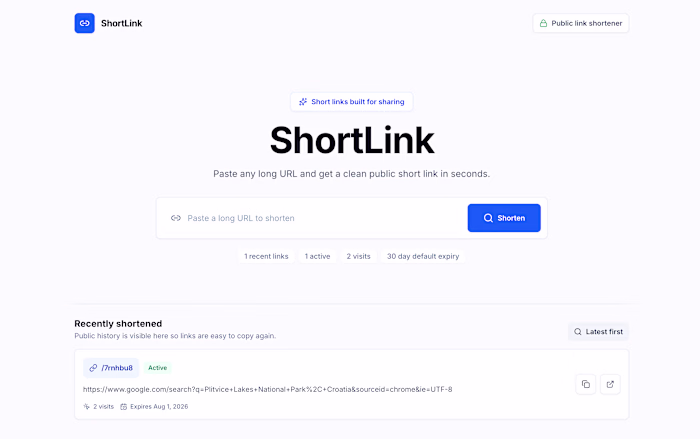 Srtlnk is a public URL