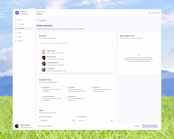 Enterprise HR Separation Platform Redesign