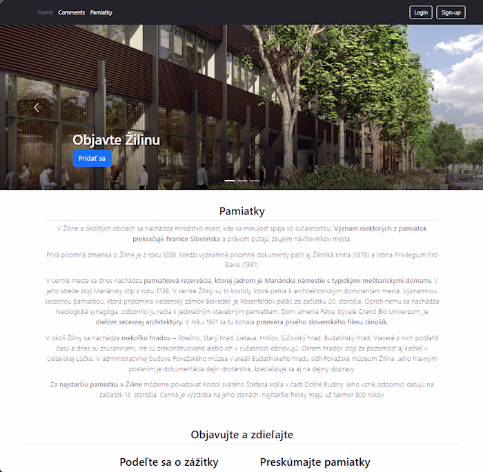 Žilina City Guide — Full-Stack Web Application