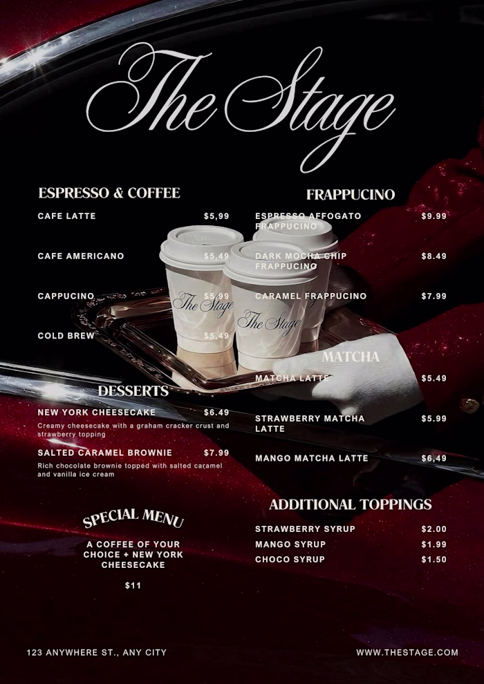 a chic menu design created