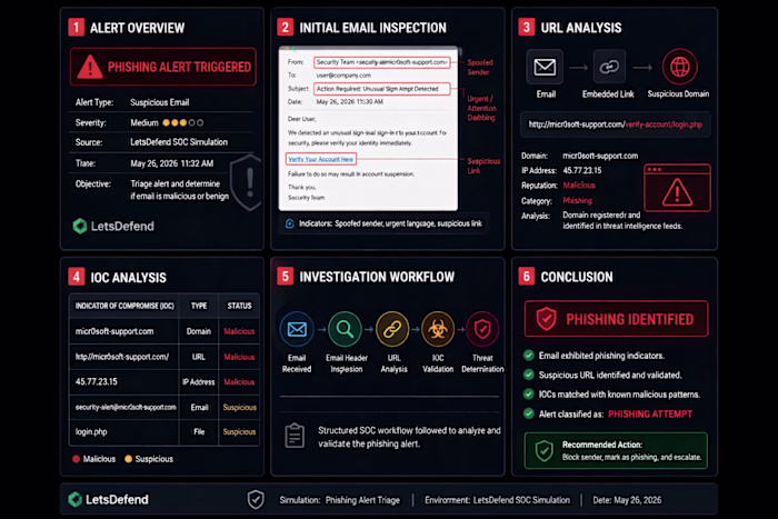 Phishing Alert Triage - SOC Simulation (LetsDefend)