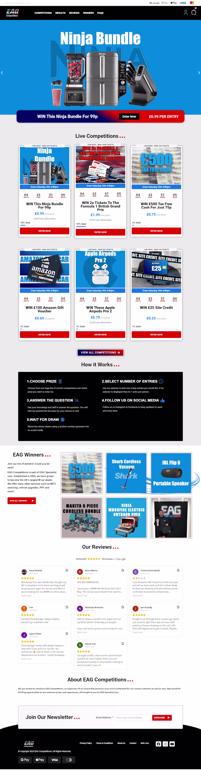 lottery and competition website in WordPress