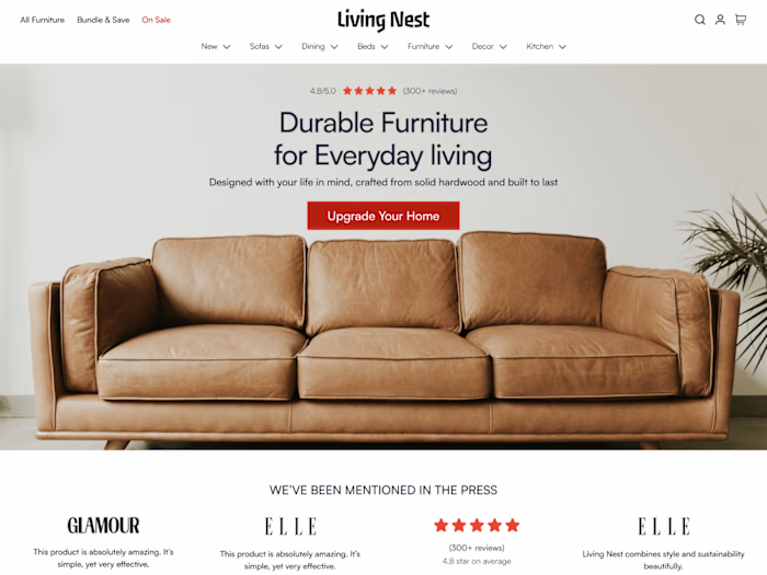 UI/UX Redesign of Living Nest | An E-commerce Platform