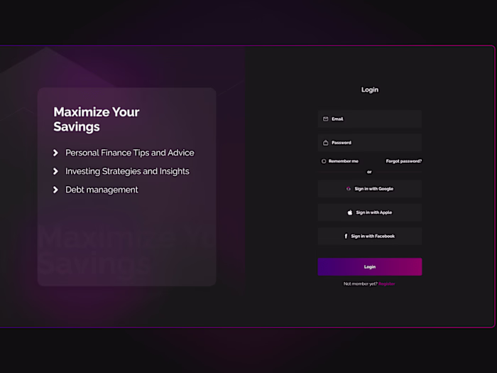 Dark login page