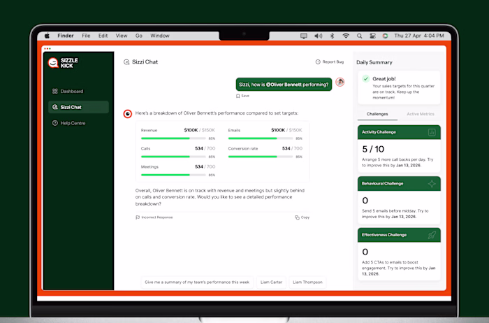 SizzleKick AI Sales Coach Development