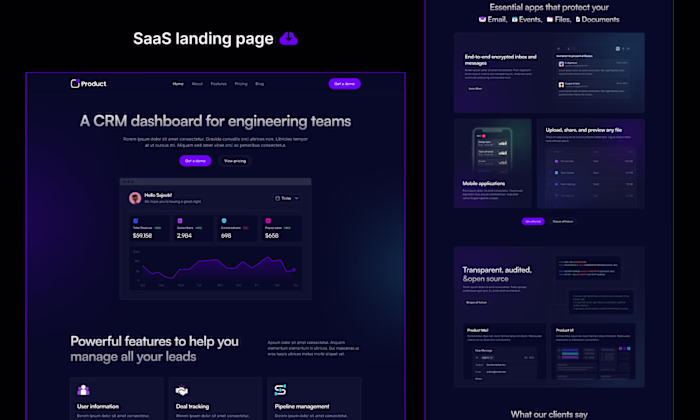 SaaS Landing Page — CRM & Business Management Platform A mod...