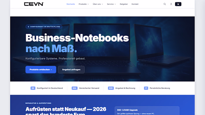 CEVN Systems – Online Shop for Configurable Business Notebooks