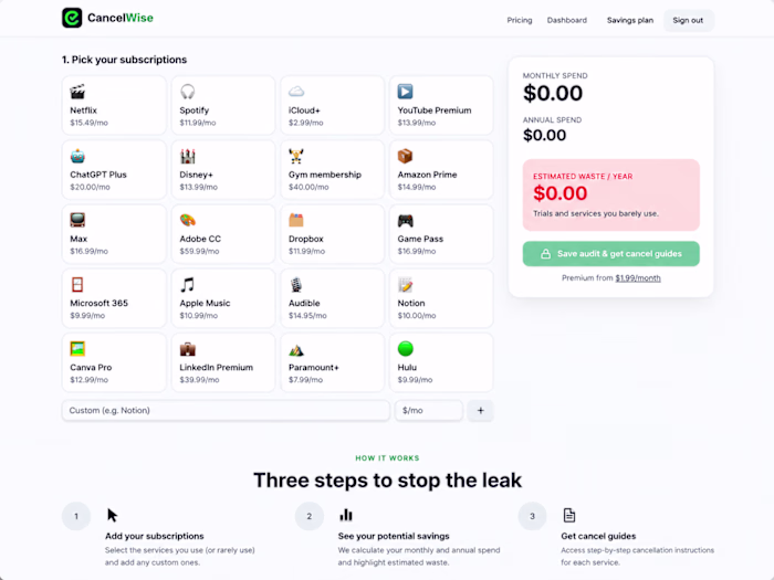 CancelWise — Subscription Spending &
