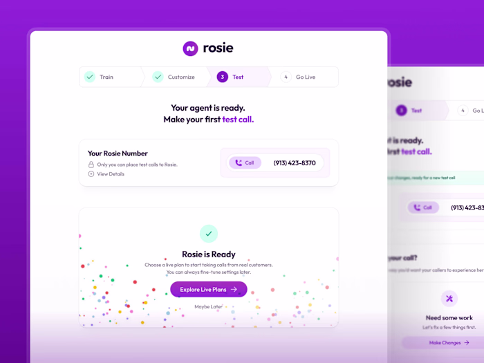 Hey Rosie - Test Call Prototype Design