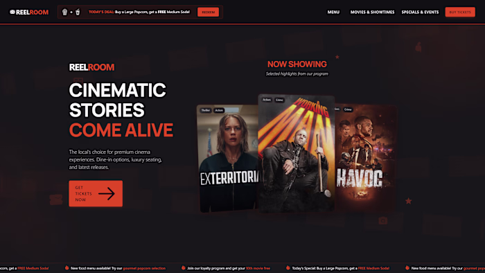 ReelRoom: Cinematic Theater Website Demo