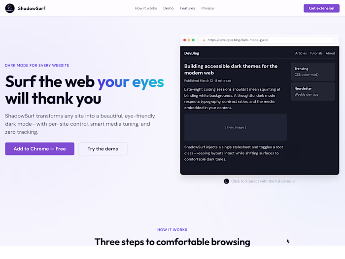 ShadowSurf transforms any website into