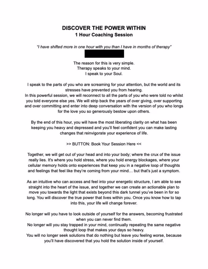 Sales Page - Coaching Services