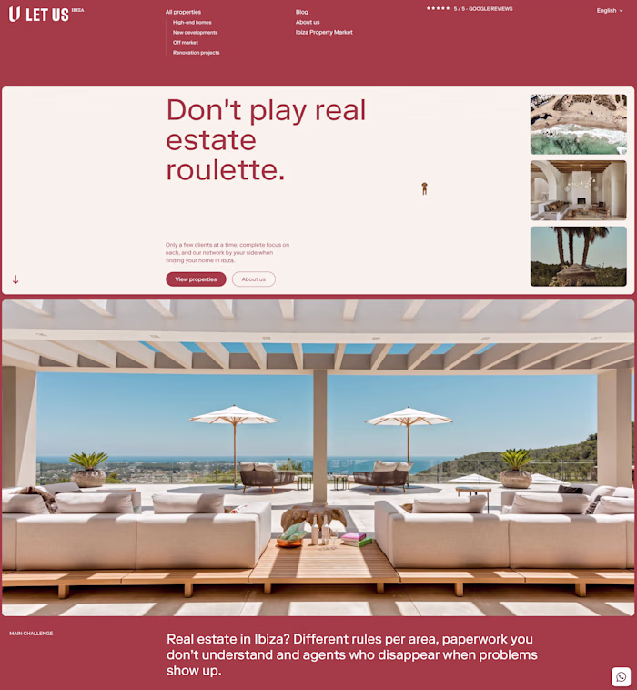 Boutique Real-Estate Website Development for LET US Ibiza