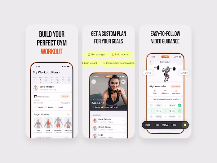 APX Fitness App Screenshots