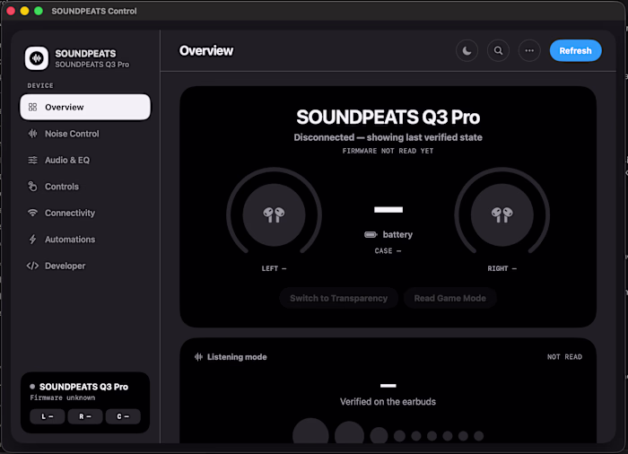 PeatsProbe: SoundPeats earbuds controller for Mac