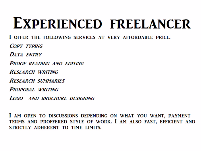 EXPERIENCED FREELANCER
