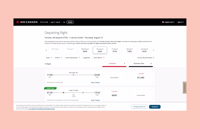 Air Canada - Booking &