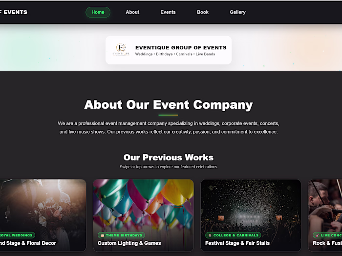 Project title:
Event Management & Booking