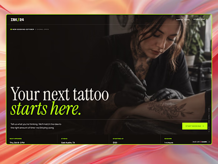 INK/24: Tattoo Studio Booking OS