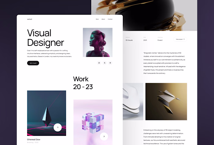 Welvet - Portfolio Framer Website