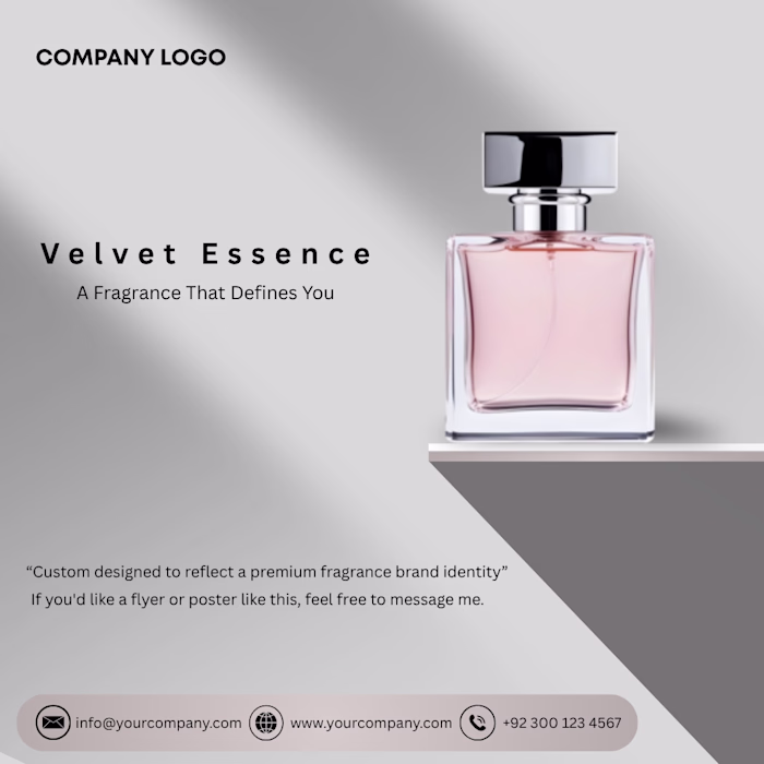 A clean, elegant perfume flyer