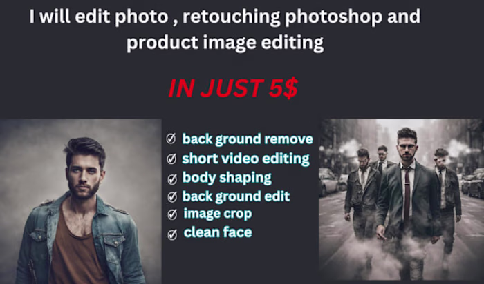I will edit photo , retouching photoshop and product image edit…