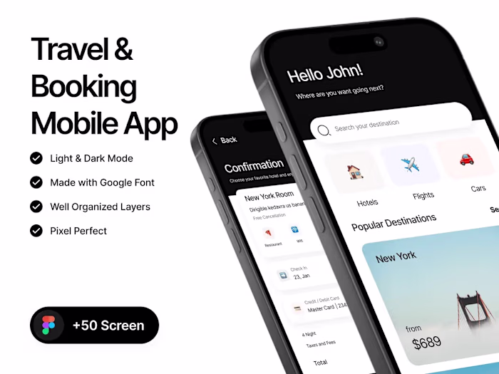 Booky: Travel and Booking App UI Kit for Figma