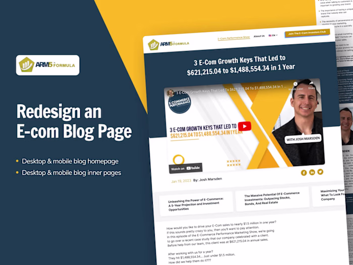 ARM5 Formula co. E-Com Blog Page Redesign