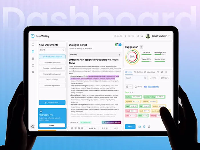 AI Content Writing Dashboard Design