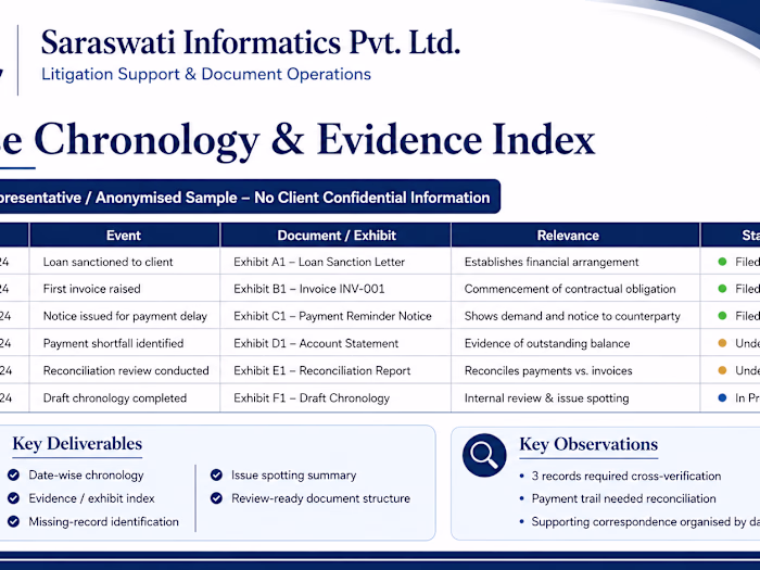 Case Chronology & Evidence Index – Litigation Support