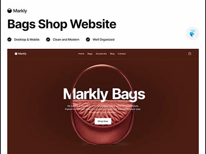 Markly Bags Shop: E-commerce Website Template for Framer