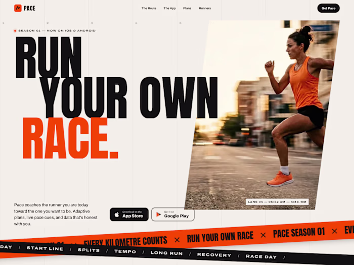 Pace - Running App Landing Page (Concept)