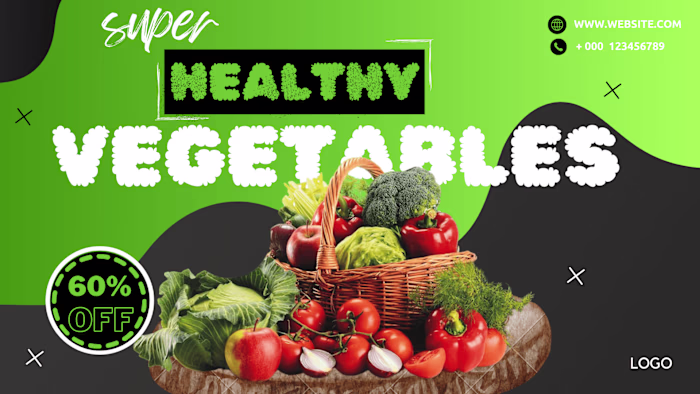 Healthy Vege's Shop Poster Design (Landscape)