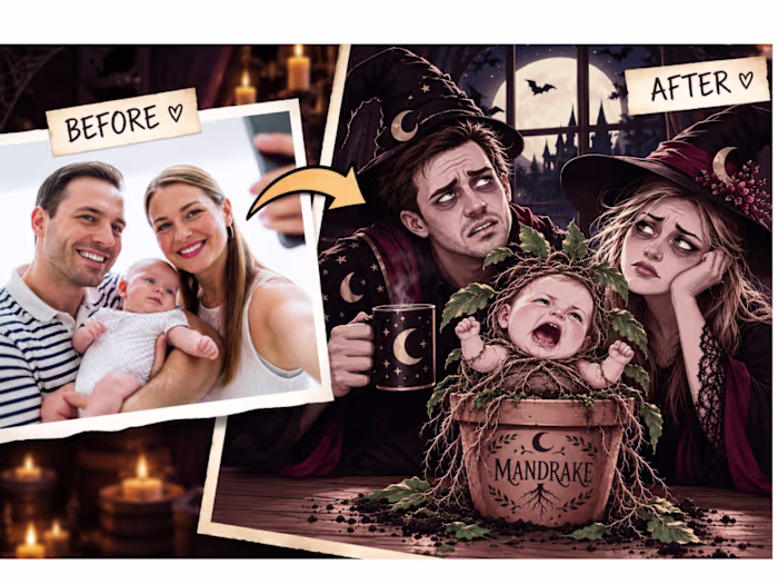 A personalized Halloween family portrait