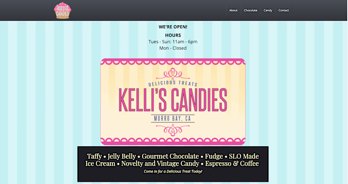 Kellis Candies Website Design