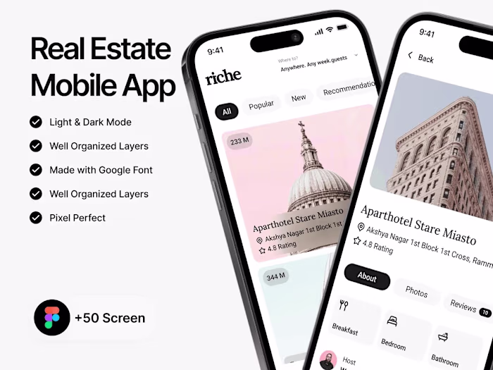 Riche: Real Estate and Rental App UI Kit for Figma