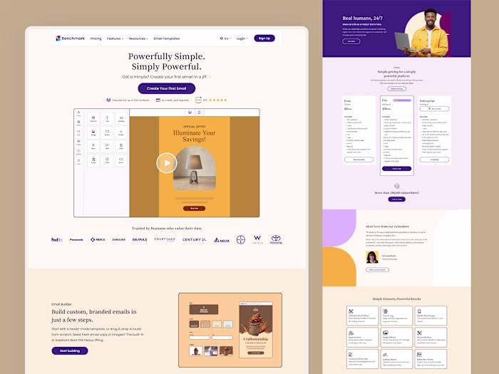 Benchmark Email — Homepage Design