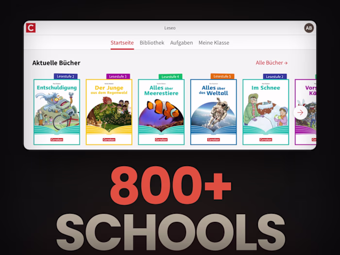 Leseo by Cornelsen · adaptive reading, 800+ schools