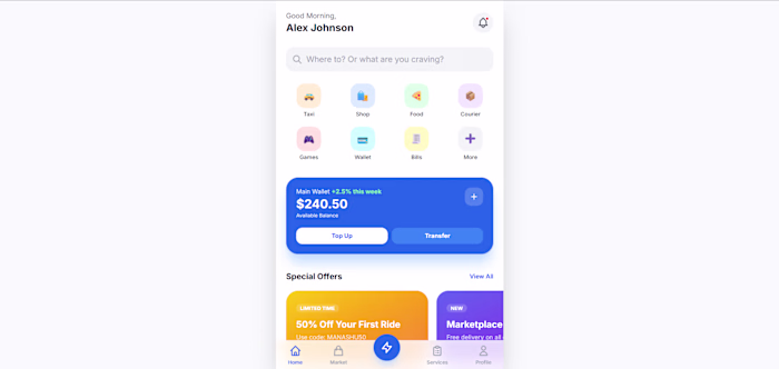 Super-App Mobile Wallet UI