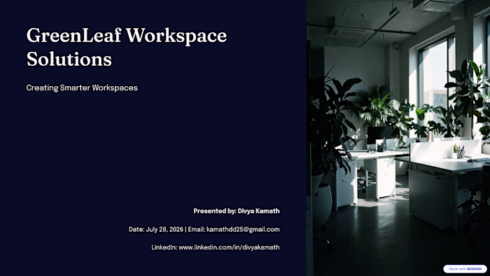 Executive Pitch Deck Design — GreenLeaf Workspace Solutions