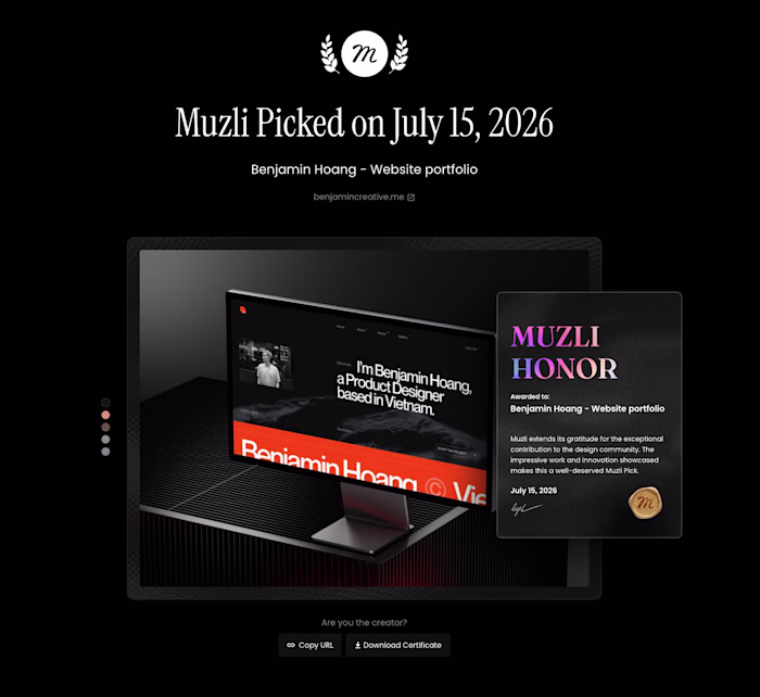 My portfolio website has been featured as a Muzli Pick! 🎉 h...