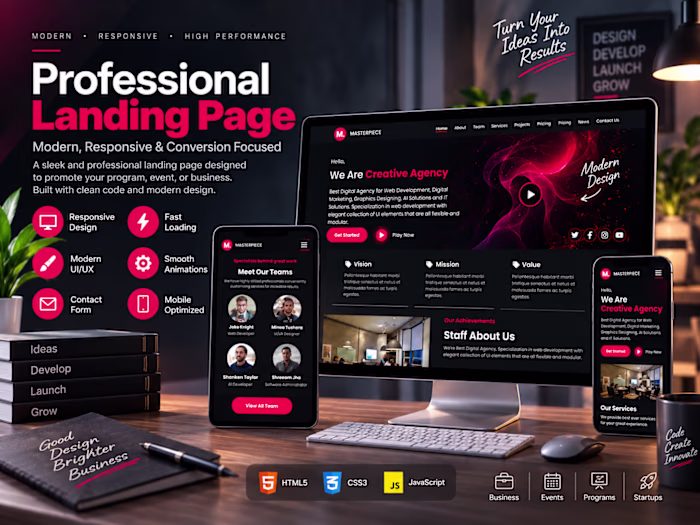 Professional Responsive Landing Page Design