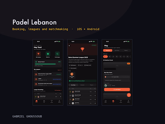 Padel Lebanon: booking and league platform