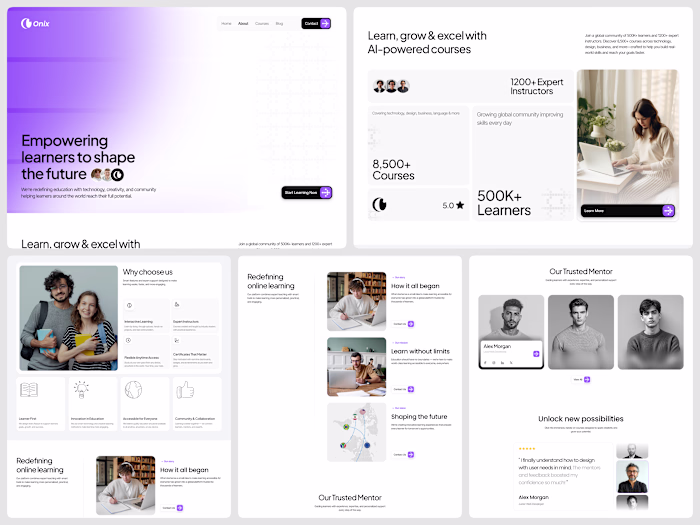 Onix – AI-Powered Learning Platform Website Design- About us...