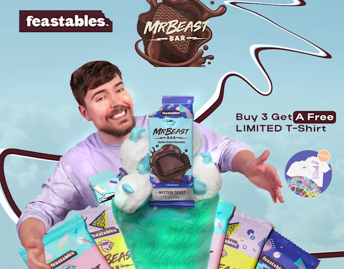 Mr Beast feastables chocolate poster design