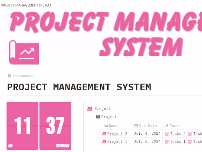 NOTION PROJECT MANAGEMENT SYSTEM