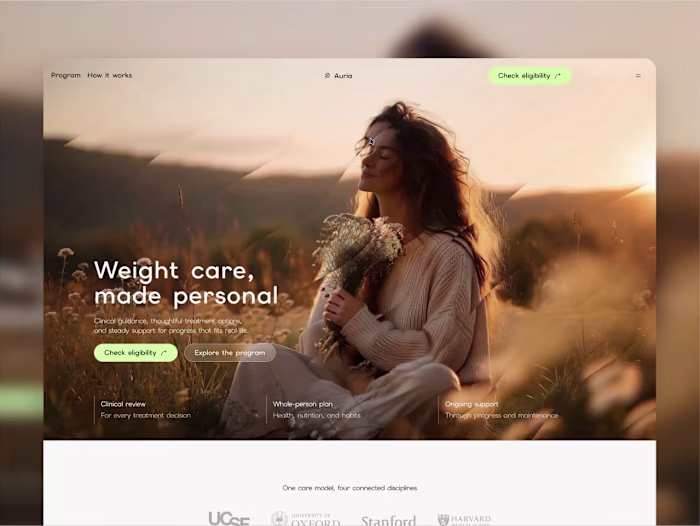 Auria: A Framer Website for Weight-Care Clinics