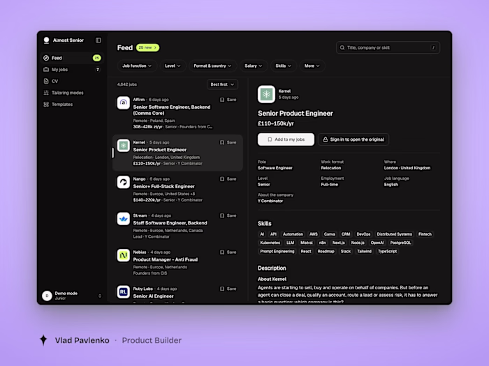 Almost Senior: product design of an AI job search app