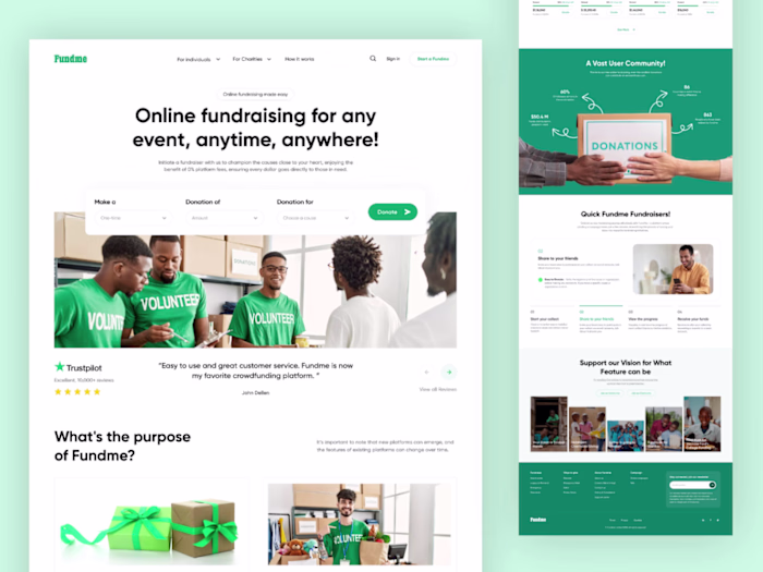 Fund Me - Crowdfunding Website Landing Page Design
