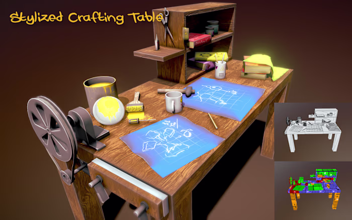 Stylised Crafting Table — Game-Ready 3D Prop